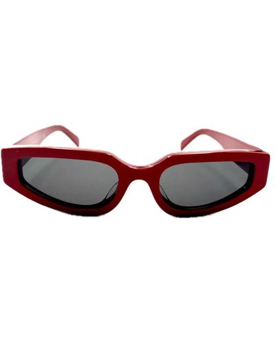 Celine Gafas de sol geométricas con montura de acetato rojo y lentes orgánicas grises