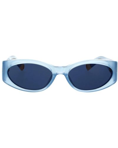 Jacquemus Occhiali da sole ovali trasparenti blu con lenti blu navy