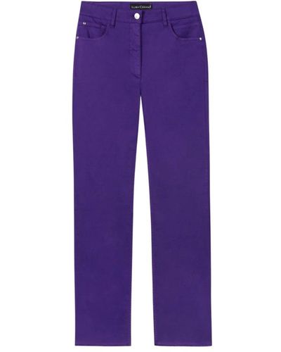 Luisa Cerano Cropped Trousers - Purple