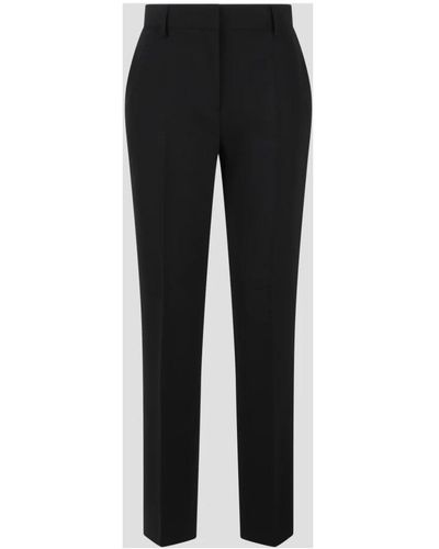 Alberta Ferretti Pantaloni slim fit in lana canvas - Nero