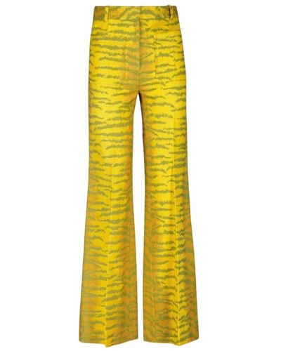 Victoria Beckham Pantaloni a zampa con stampa tigre gialla - Giallo