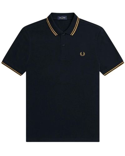 Fred Perry Slim Fit Twin Tipped Polo Navy / Dark Caramel M - Blue