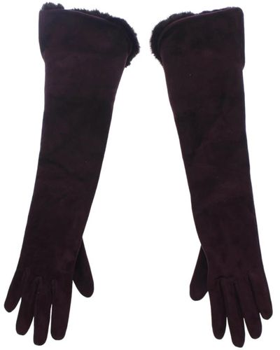 Dolce & Gabbana Guanti gomito in pelliccia di visone viola e pelle di capra - Nero