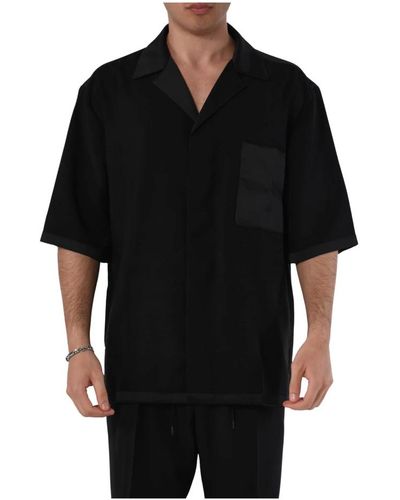 Roberto Collina Satin oversized hemd mit versteckten knöpfen - Schwarz
