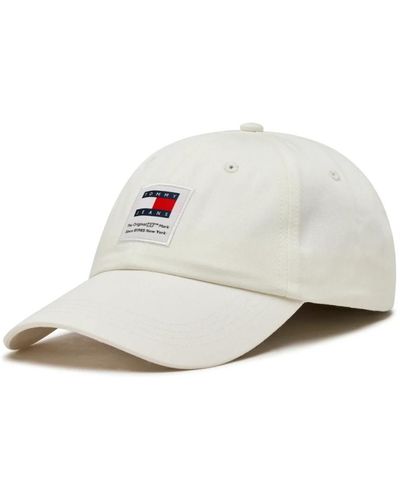 Tommy Hilfiger Cappellino bianco in cotone con patch logo
