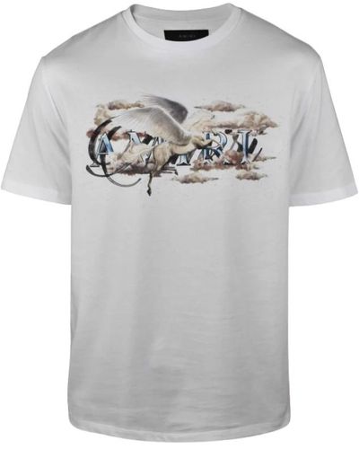 Amiri Weiße script logo baumwoll t-shirt - Grau