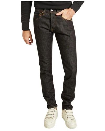 Momotaro Jeans Jeans slim fit indaco con righe bianche - Nero