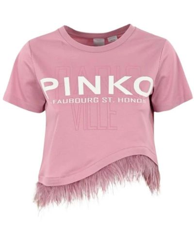 Pinko Feder saum langarm t-shirt o - Pink