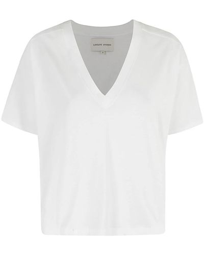 Loulou Studio Einfaches v-ausschnitt t-shirt - Weiß