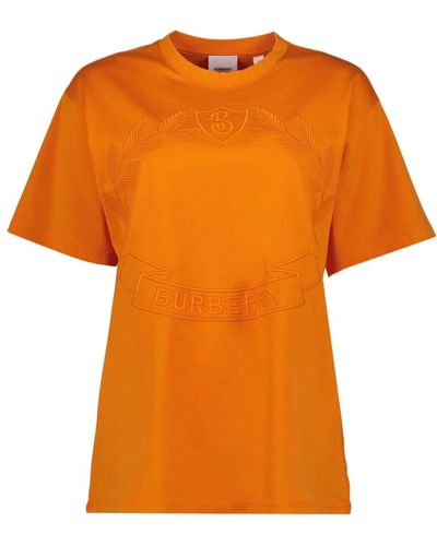 Burberry Oversized rundhals besticktes t-shirt - Orange