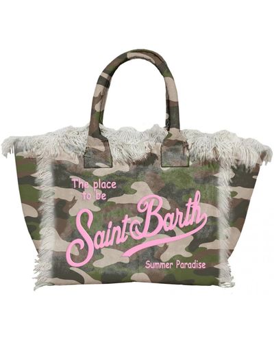 Mc2 Saint Barth Camouflage kosmetiktasche mit fransen - Weiß