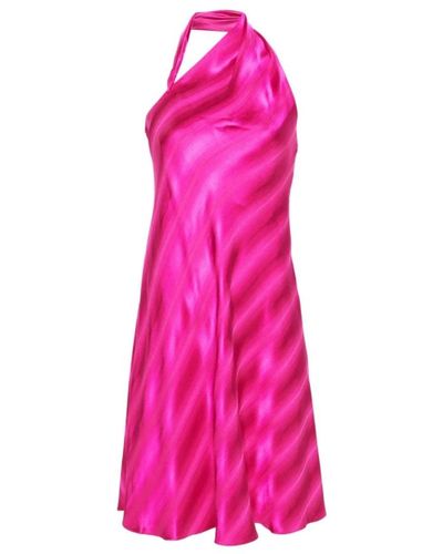 Emporio Armani Fuchsia satin halterneck kleid - Pink