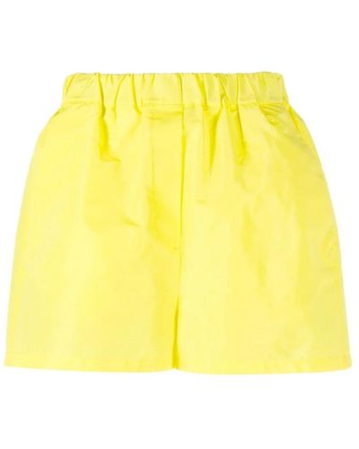 MSGM Shorts técnicos amarillos de tafetán