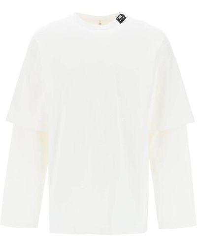 OAMC Langärmeliges t-shirt mit lagenlook - Weiß