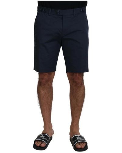 Dolce & Gabbana Stretch Cotton Bermuda Shorts - Blu