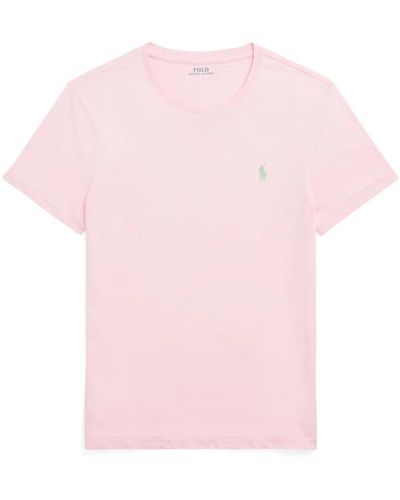 Ralph Lauren Besticktes baumwoll-t-shirt - Pink