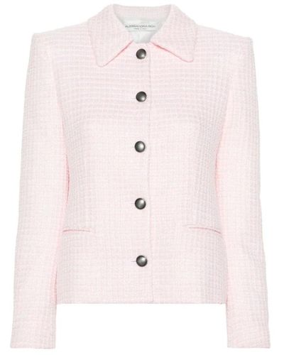 Alessandra Rich Rosa tweed-karomuster-jacke mit paillettenverzierung - Pink