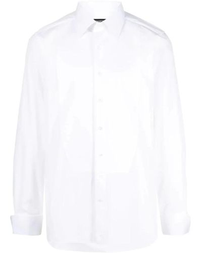 Tom Ford Klassisches schwarzes baumwollhemd - Weiß