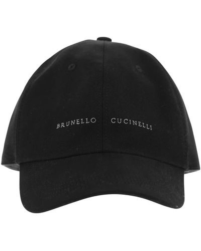 Brunello Cucinelli Cappellino da baseball in cotone canvas con ricamo - Nero