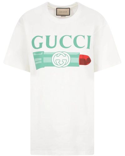 Gucci Oversize t-shirt mit grafischem logo - Weiß
