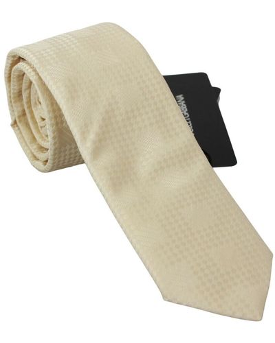 Dolce & Gabbana Corbata delgada para hombre de color beige clásico con estampado de crema - Neutro