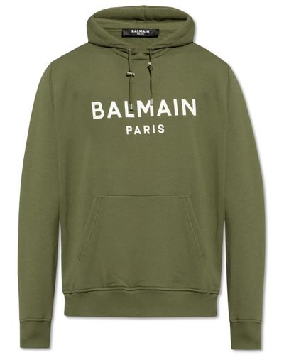 Balmain Hoodie mit logoaufdruck - Grün