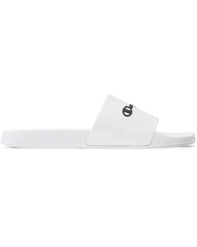 Champion Weiße slide sandalen mit logo-buchstaben