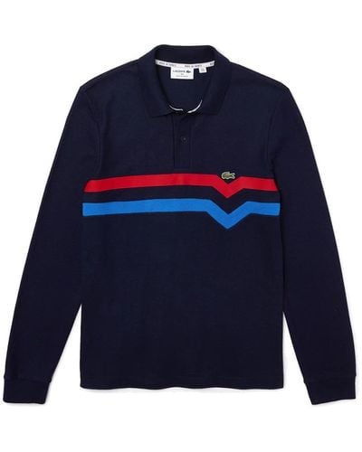Lacoste Regular fit polo made in france mit tricolor streifen - Blau