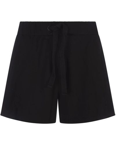 Moncler Schwarze fleece-shorts mit grosgrain-details