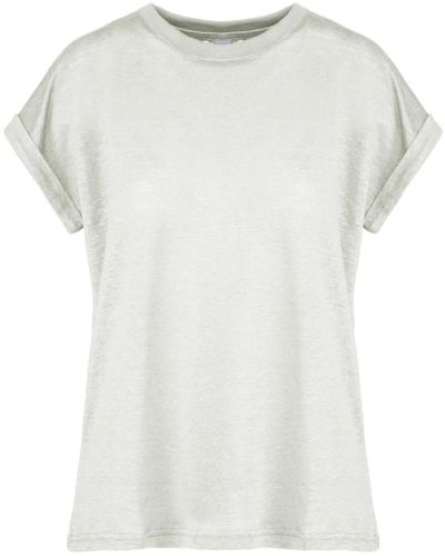 Bomboogie Camiseta de manga corta con mangas enrolladas - Blanco