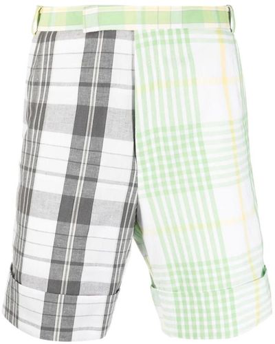 Thom Browne Madras check gürtelschlaufen-shorts - Grün