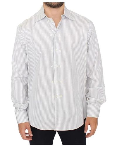 Ermanno Scervino Gray striped regular fit casual shirt - Weiß