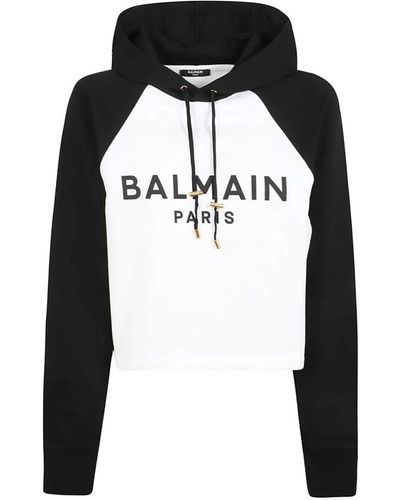 Balmain Print raglan cropped hoodie - Schwarz