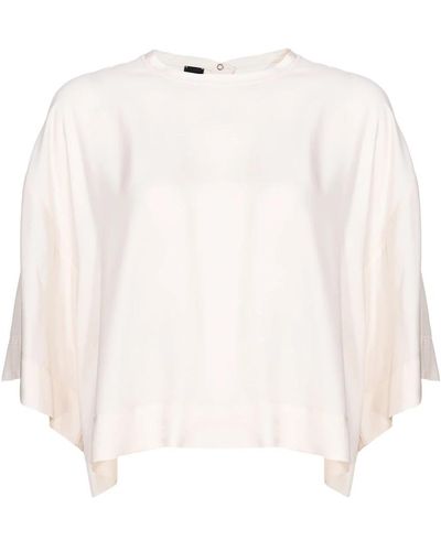 Pinko Rosa creme bluse,drapiertes twill viskose cape shirt - Weiß