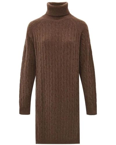 Ralph Lauren Vestido de lana de manga larga - marrón