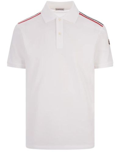 Moncler Weißes polo-shirt mit dreifarbigem detail