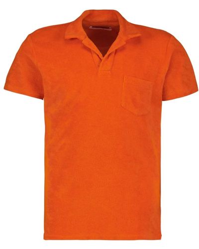 Orlebar Brown Polo in spugna di cotone - Arancione