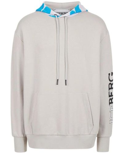 Iceberg Sweatshirt with hoodie and cartoon graphics - Bianco