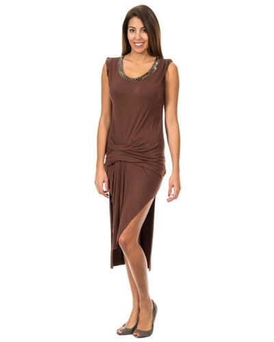 Met Vestido marrón oscuro de estilo romano con tirantes anchos