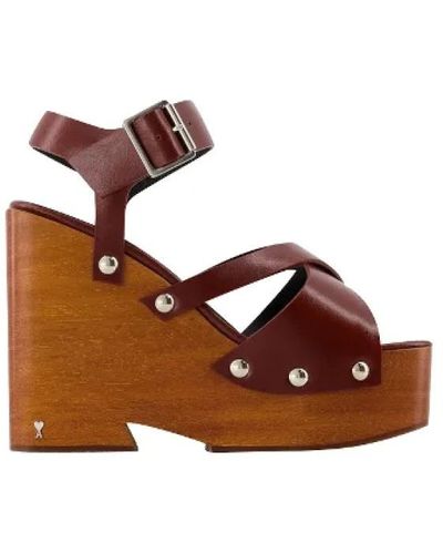 Ami Paris Strappy Sandals - - Cognac - Leather - Brown