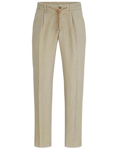 BOSS Straight Trousers - Natural