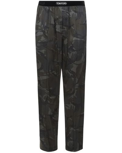 Tom Ford Camouflage seiden satin pyjamahose - Grau