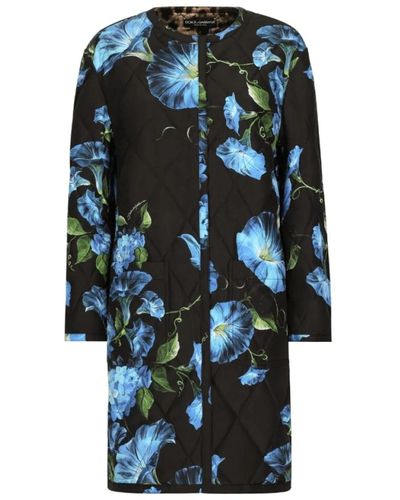 Dolce & Gabbana Cappotto trapuntato a fiori - Blu