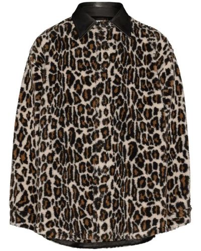 Maison Margiela Camicia in finta pelliccia con stampa leopardo - Nero