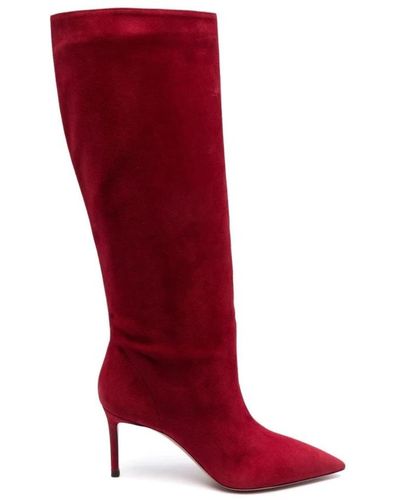Aquazzura Stivali rossi in camoscio al ginocchio - Rosso