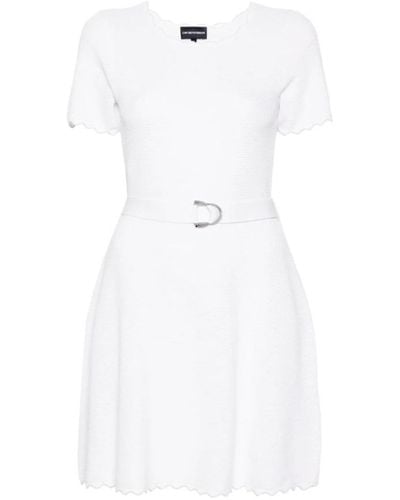 Emporio Armani Vestido blanco a-línea tejido 3d