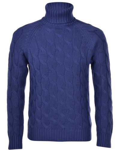 Paolo Fiorillo Air wool pullover mit zopfmuster - Blau