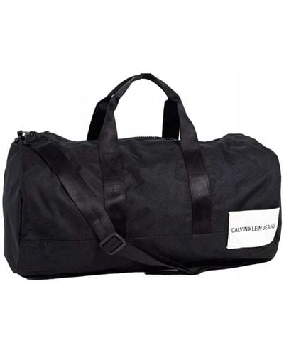 Calvin Klein Multiple Logo Barrel Duffle Bag - Black