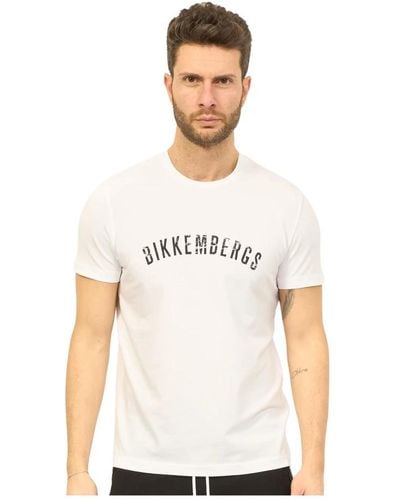Bikkembergs Weiße baumwoll-rundhals-logo-t-shirt