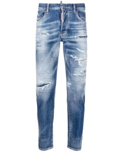 DSquared² Blaue slim-fit ripped jeans mit distressed-effekt
